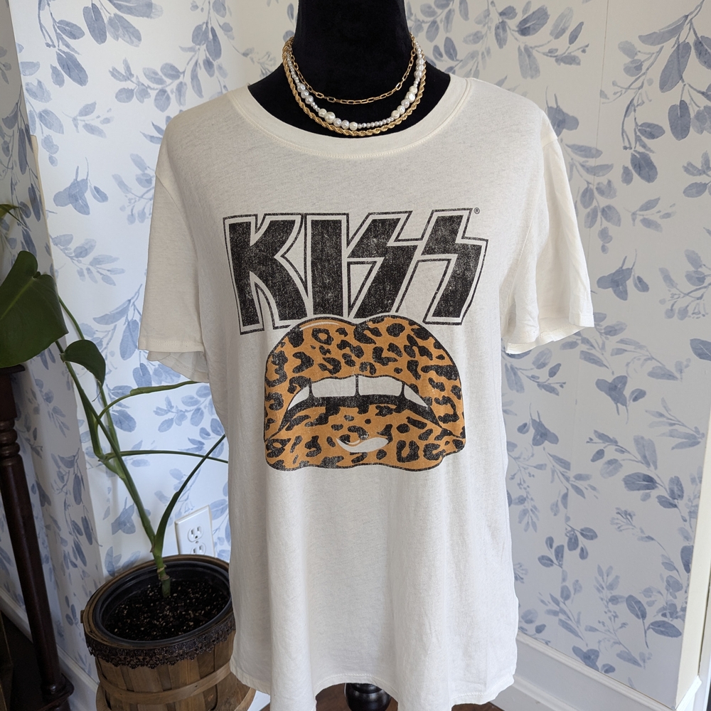 KISS White and Brown Graphic Kids T-Shirt